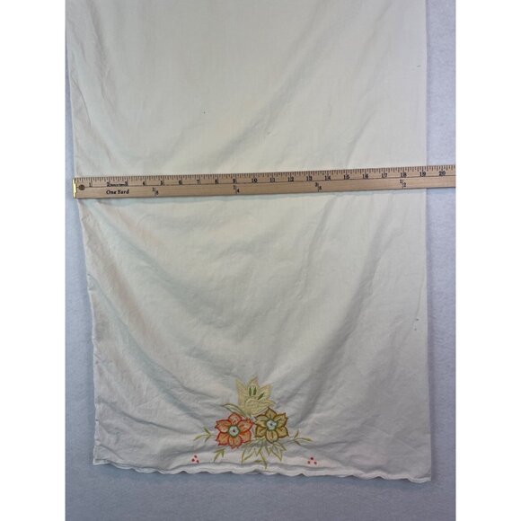 Handmade Floral Embroidered Linen Pillow Case Vintage 19"x30" Standard - Picture 5 of 9